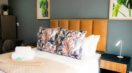 Modern room interior with contemporary design and comfortable furnishings